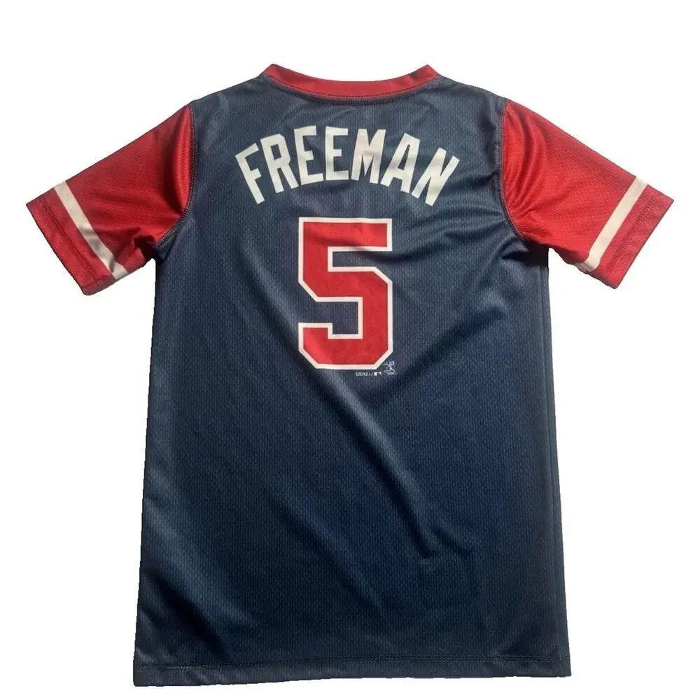 Atlanta Braves Freddie Freeman #5 Youth Small 8 MLB Baseball Jersey Blue Red